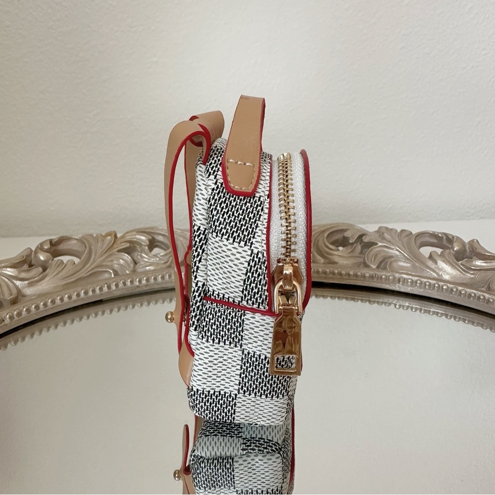 Checkered Backpack Charm Cute Keychain Purse - image 4